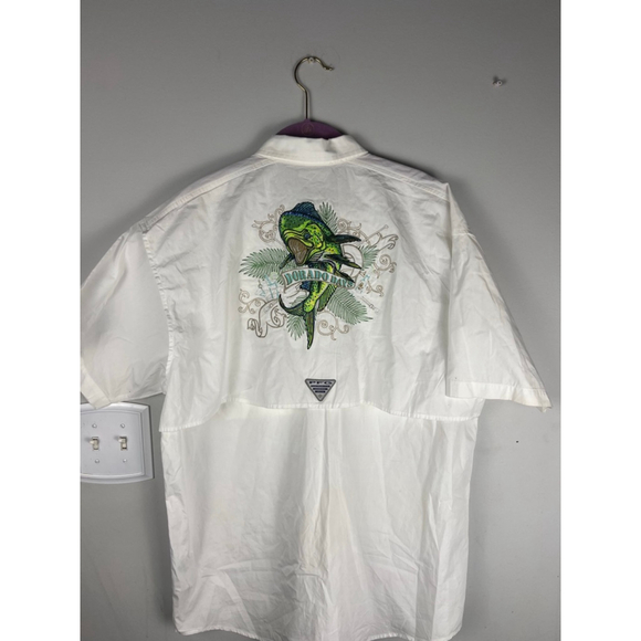 Columbia PFG Bonehead Shirt Men’s Medium White Dorado Days Mahi Fishing - Picture 6 of 7